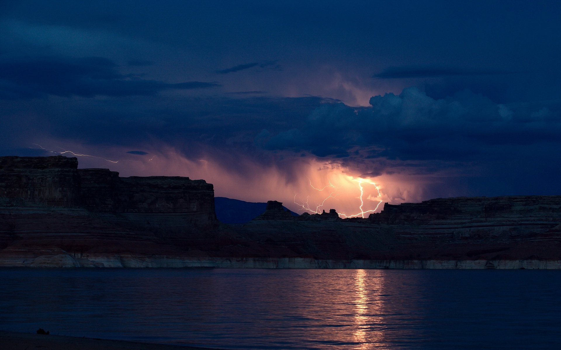 nacht meer gewitter landschaft