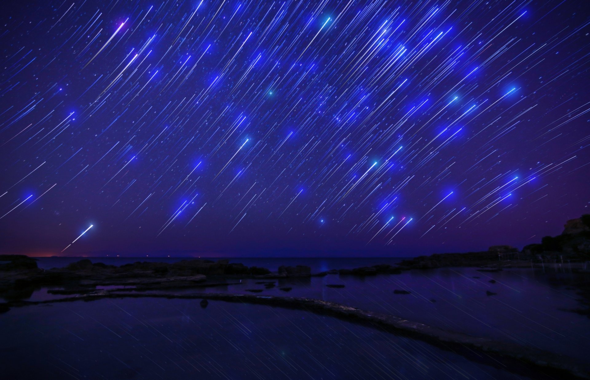 cielo notte oscurità caduta di stelle mare stelle tiro di stelle oscurità hd