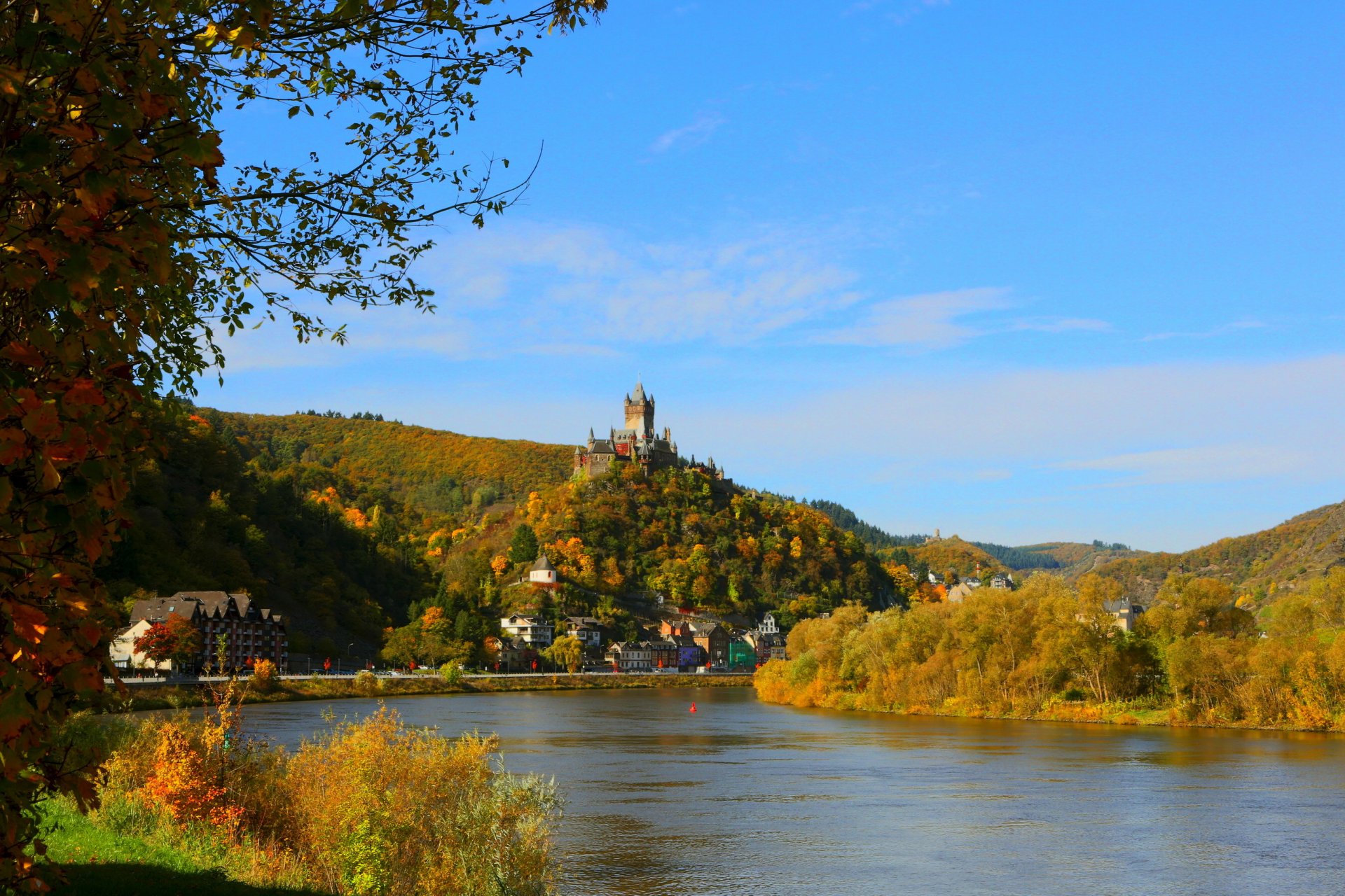 germany river cochem burg town photo