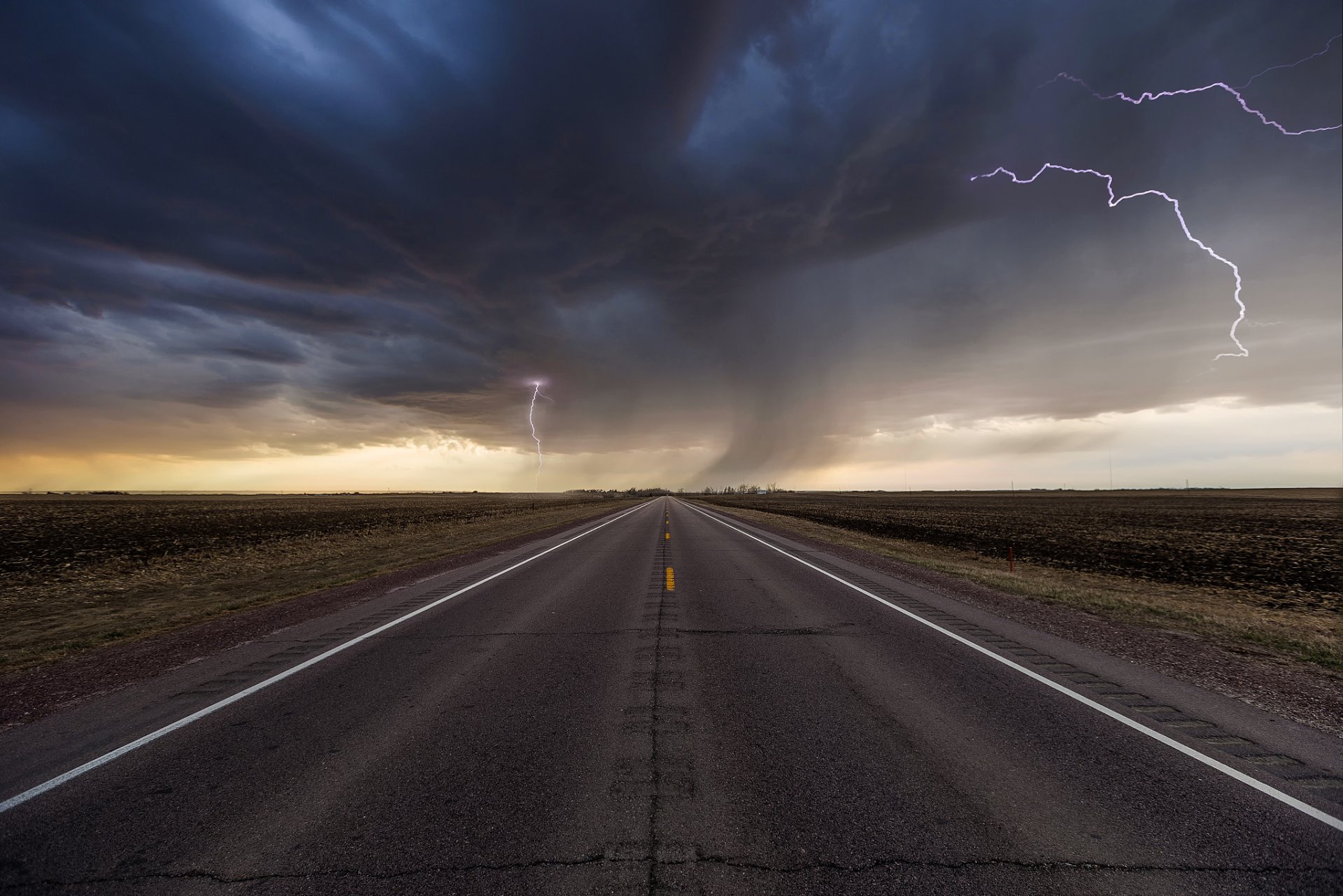 usa staat iowa himmel wolken wolken blitz straße