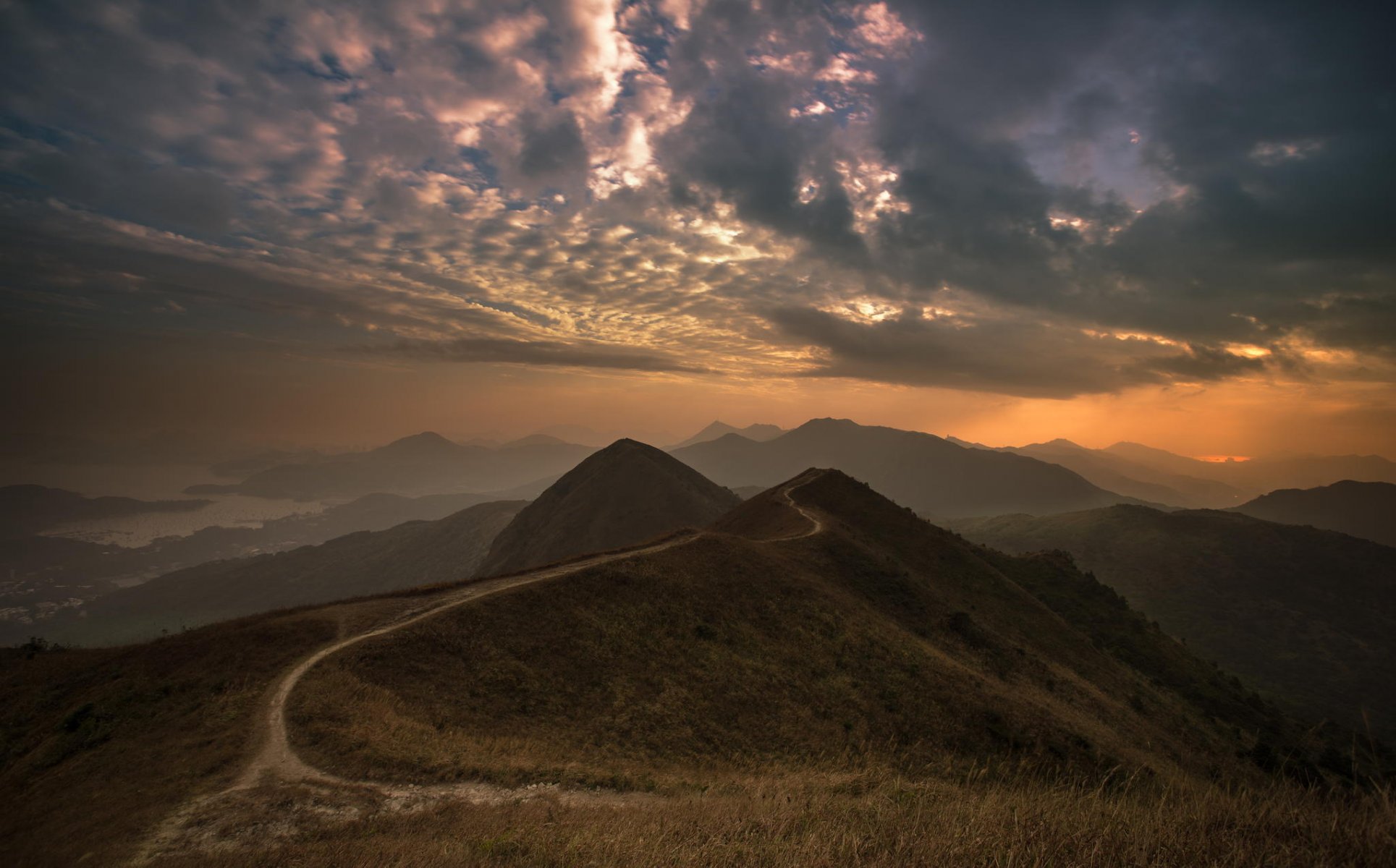 mountain views panorama sky clouds night