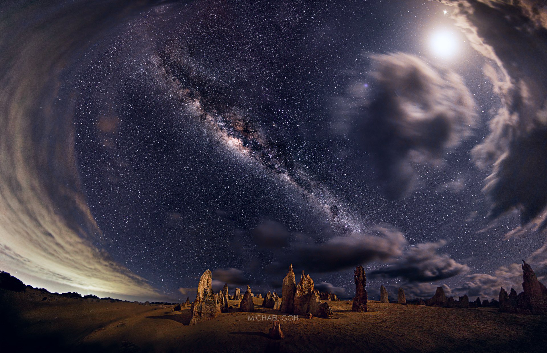 west australia national park nambung night sky milky way star rock panorama