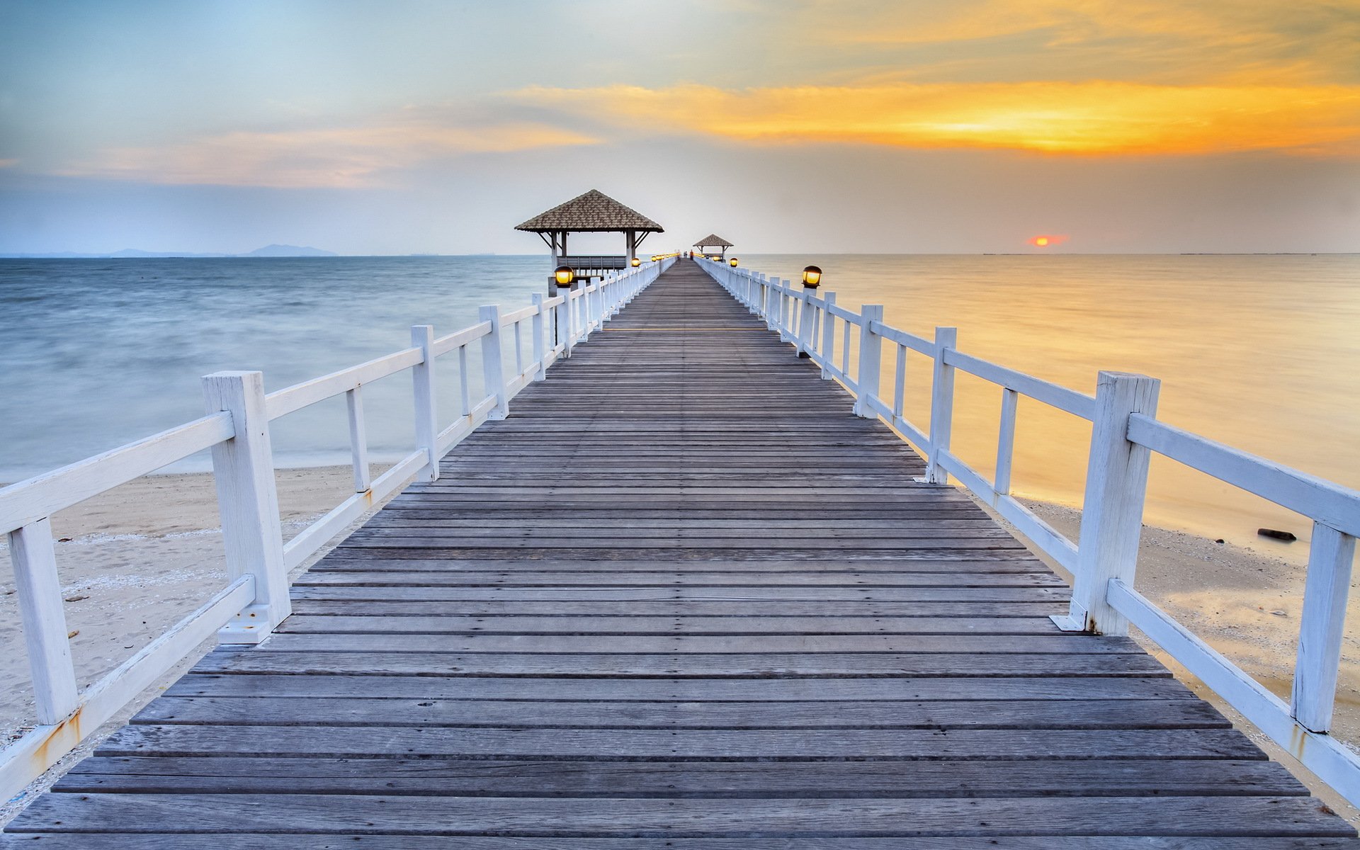 wooded bridge bay beach bridge thailand