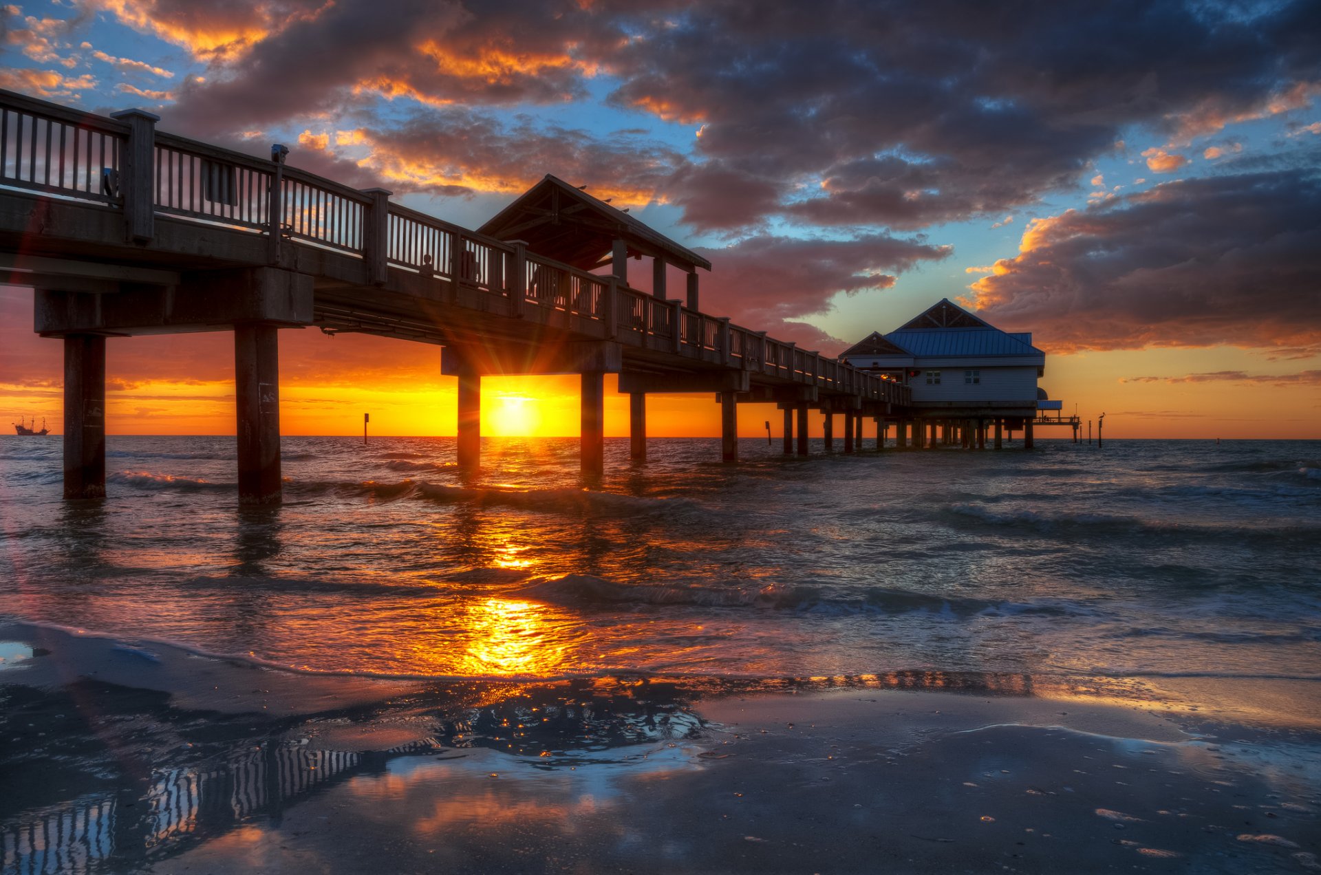 clearwater beach florida isa molo tramonto spiaggia