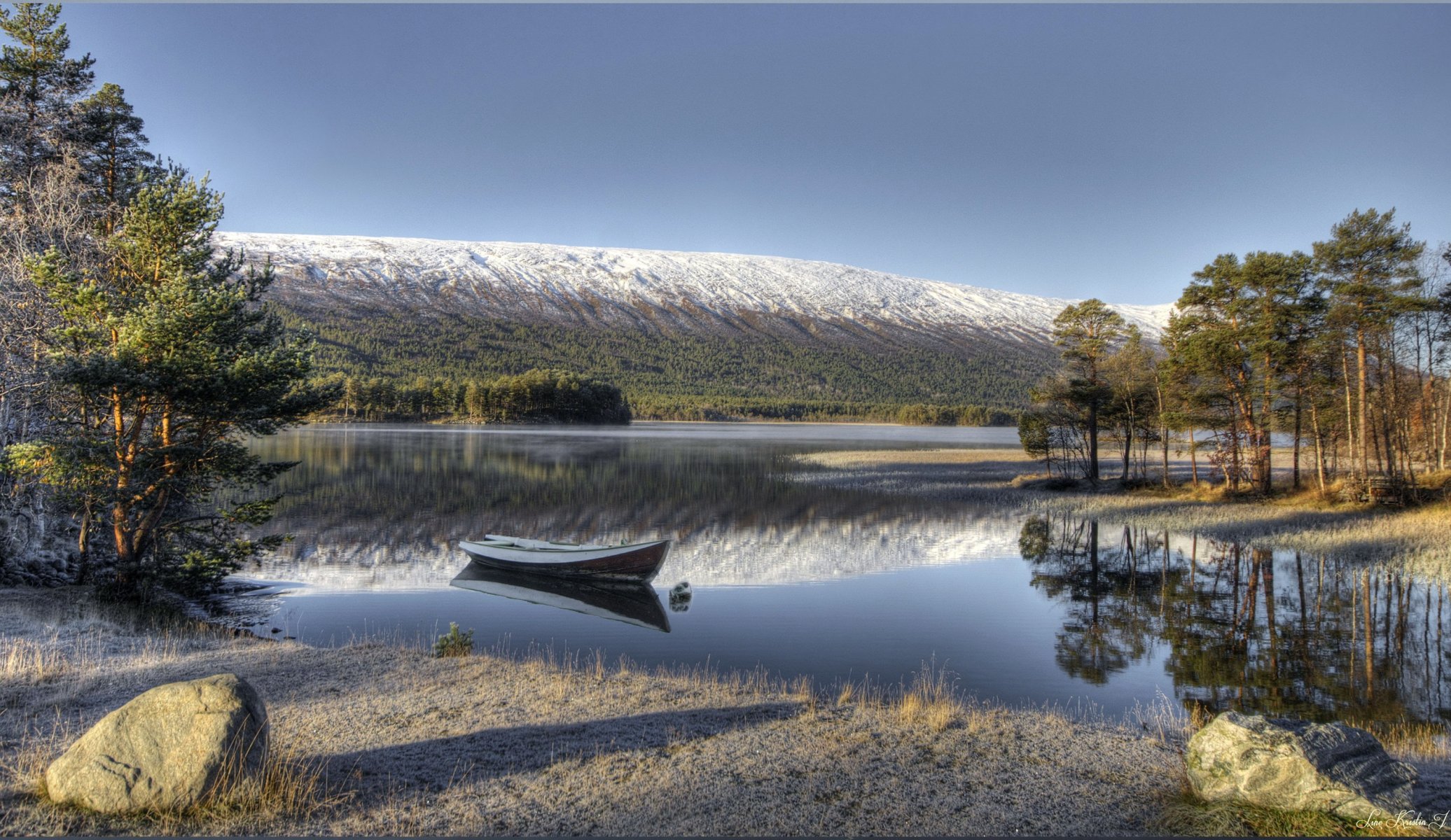 river norway boat landscape lesja hdr nature