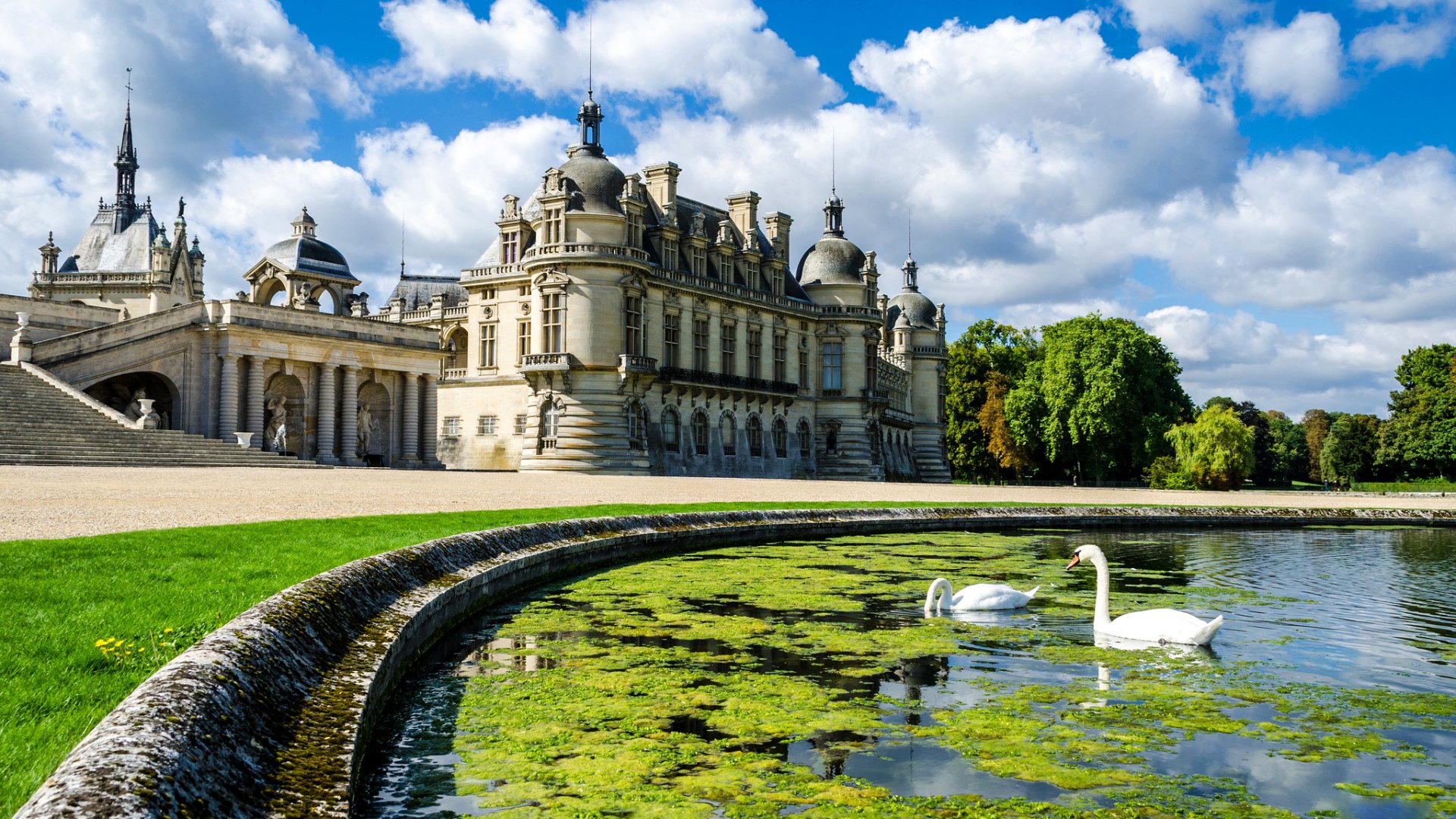 ky clouds pond swan tree palace castle