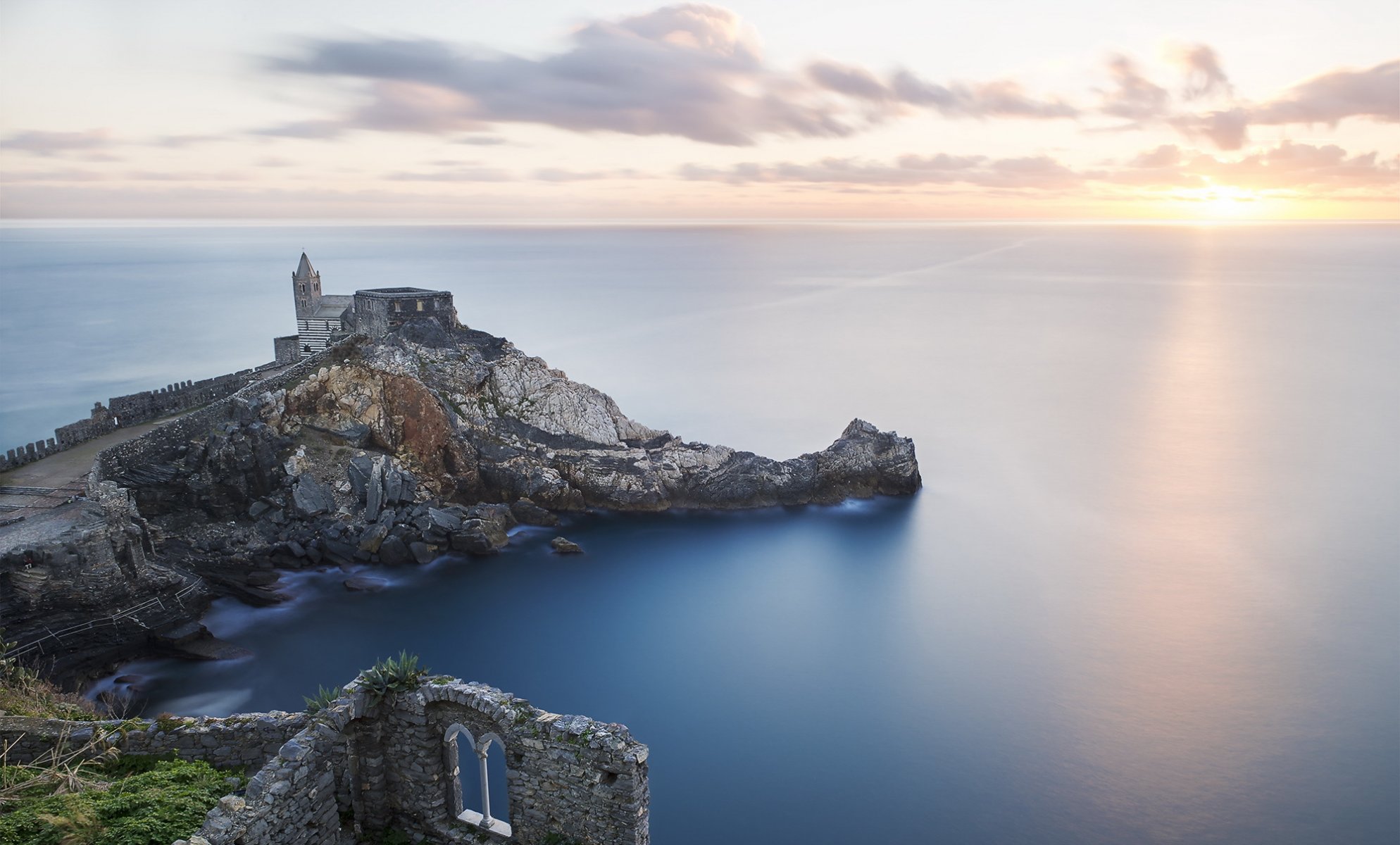 meer himmel landschaft schloss ruinen