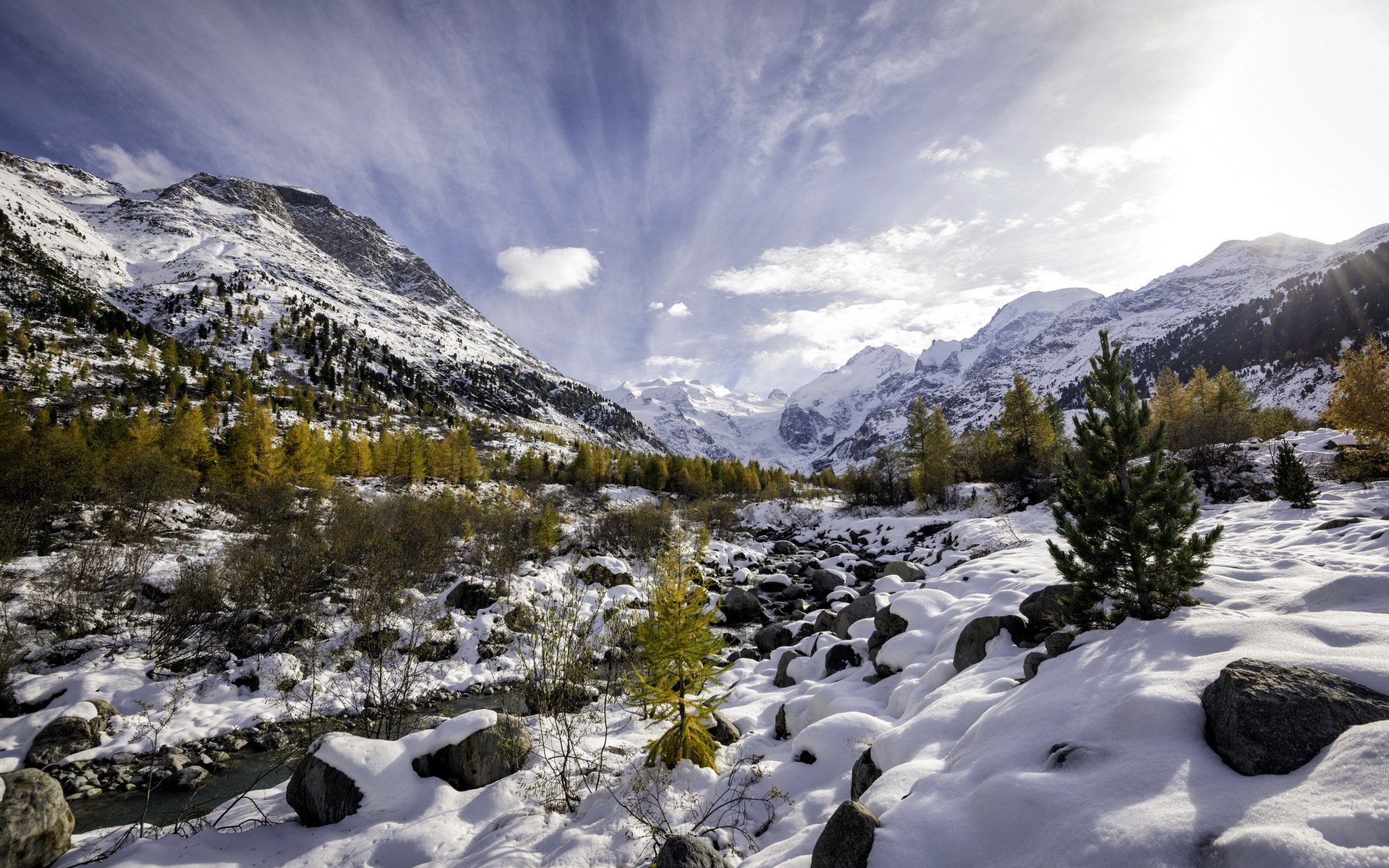 herbst gegen winter morteratsch-welle pontresin