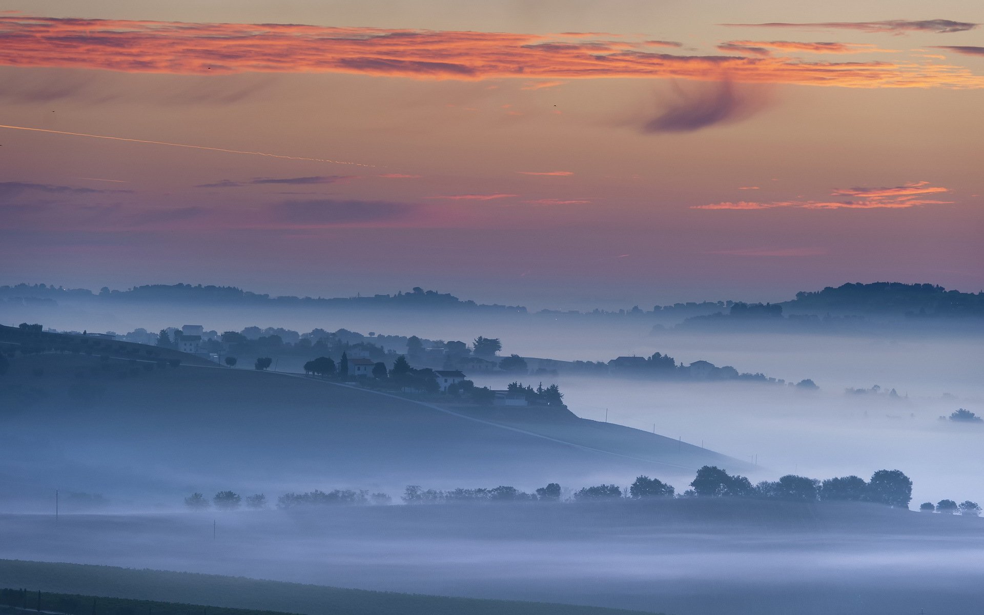 marken landschaft nebbia foschia nebel macerata