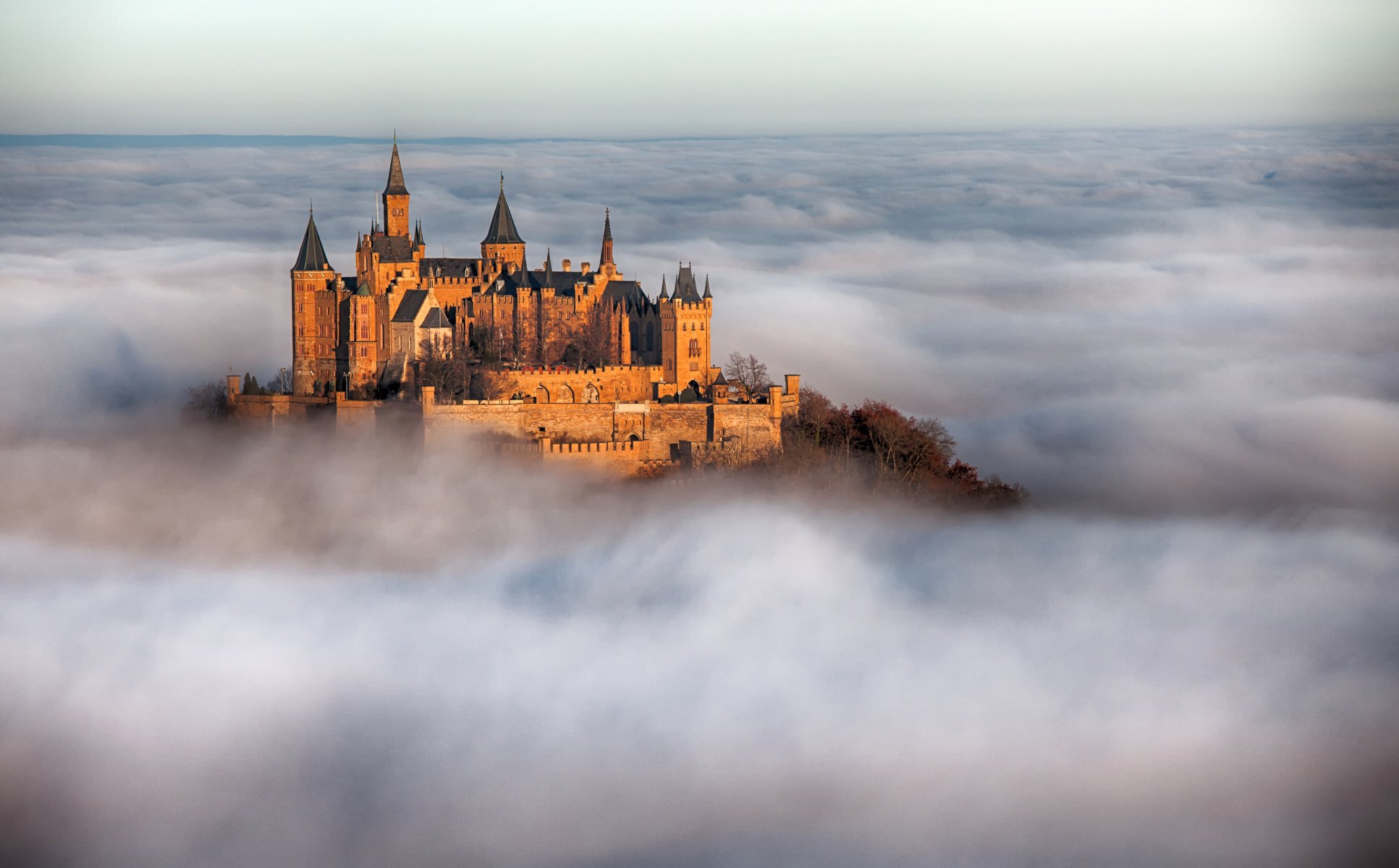 allemagne château hohenzollern brouillard villes photo