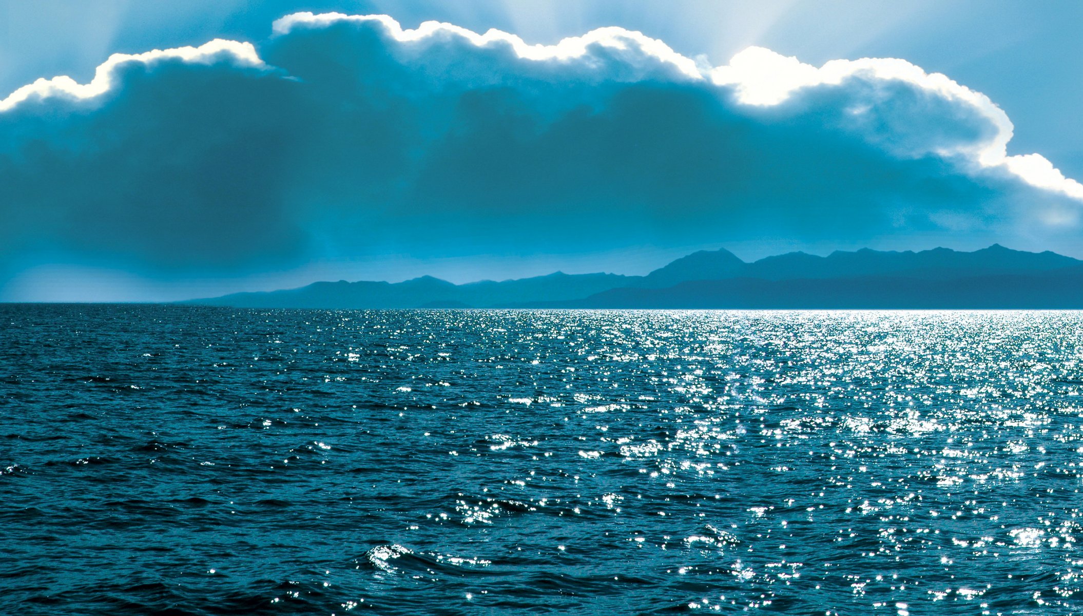 russia baikal lake coast horizon clouds sun blue