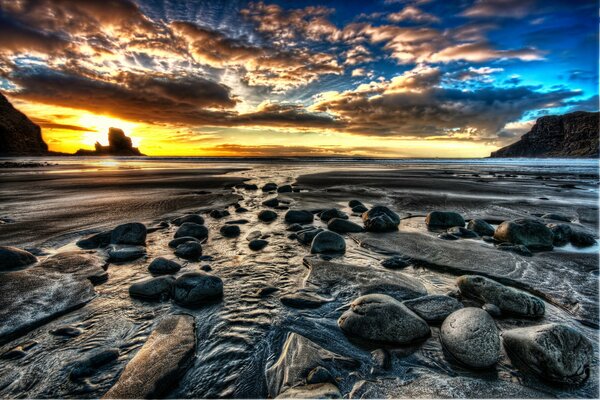 Sea sand ocean dawn from the water