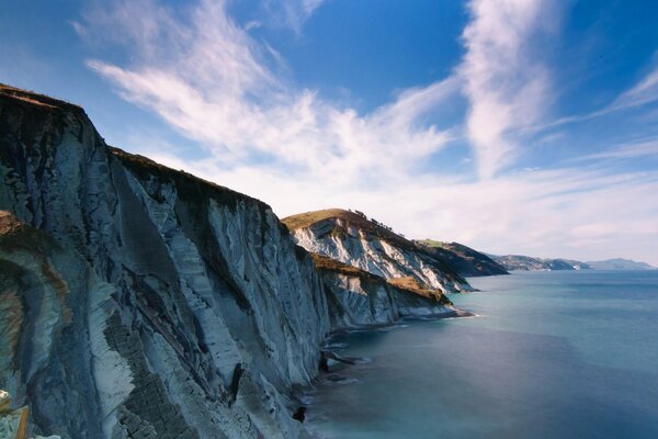 Mer falaise ciel et nuages