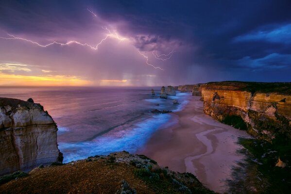 Lightning over the seashore