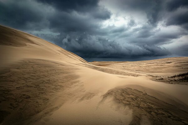 Landscape of sands with a stormy sky