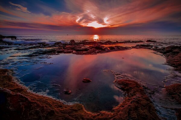 Mesmerizing landscape sunset in lights