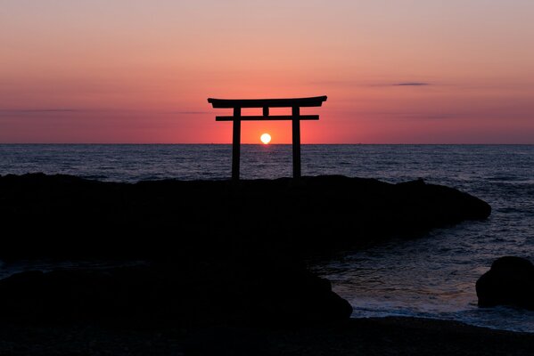 Japanische Thorium am Meer Sonnenuntergang