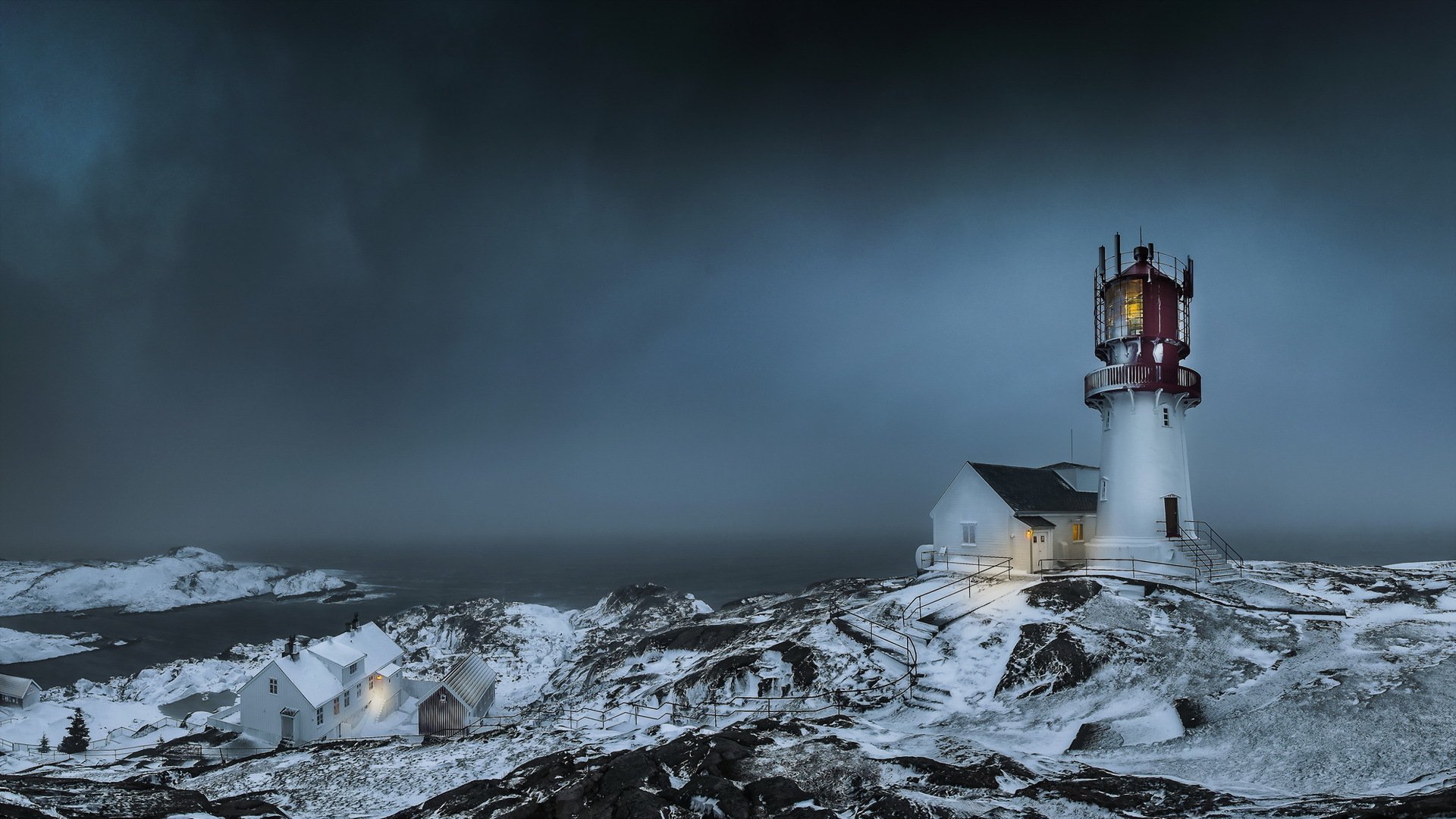 phare coucher de soleil mer paysage