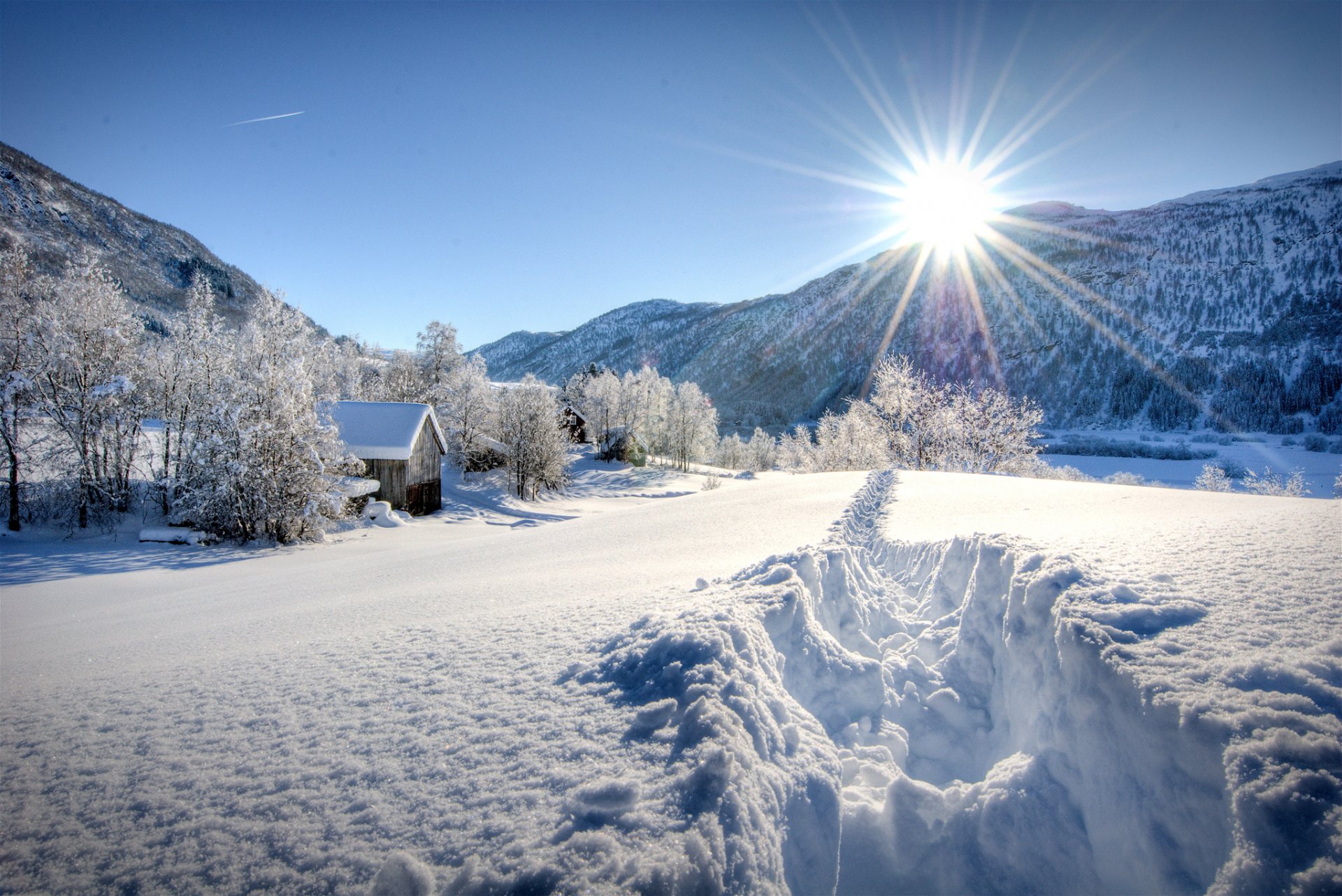 ky sun frost winter mountain snow tree house