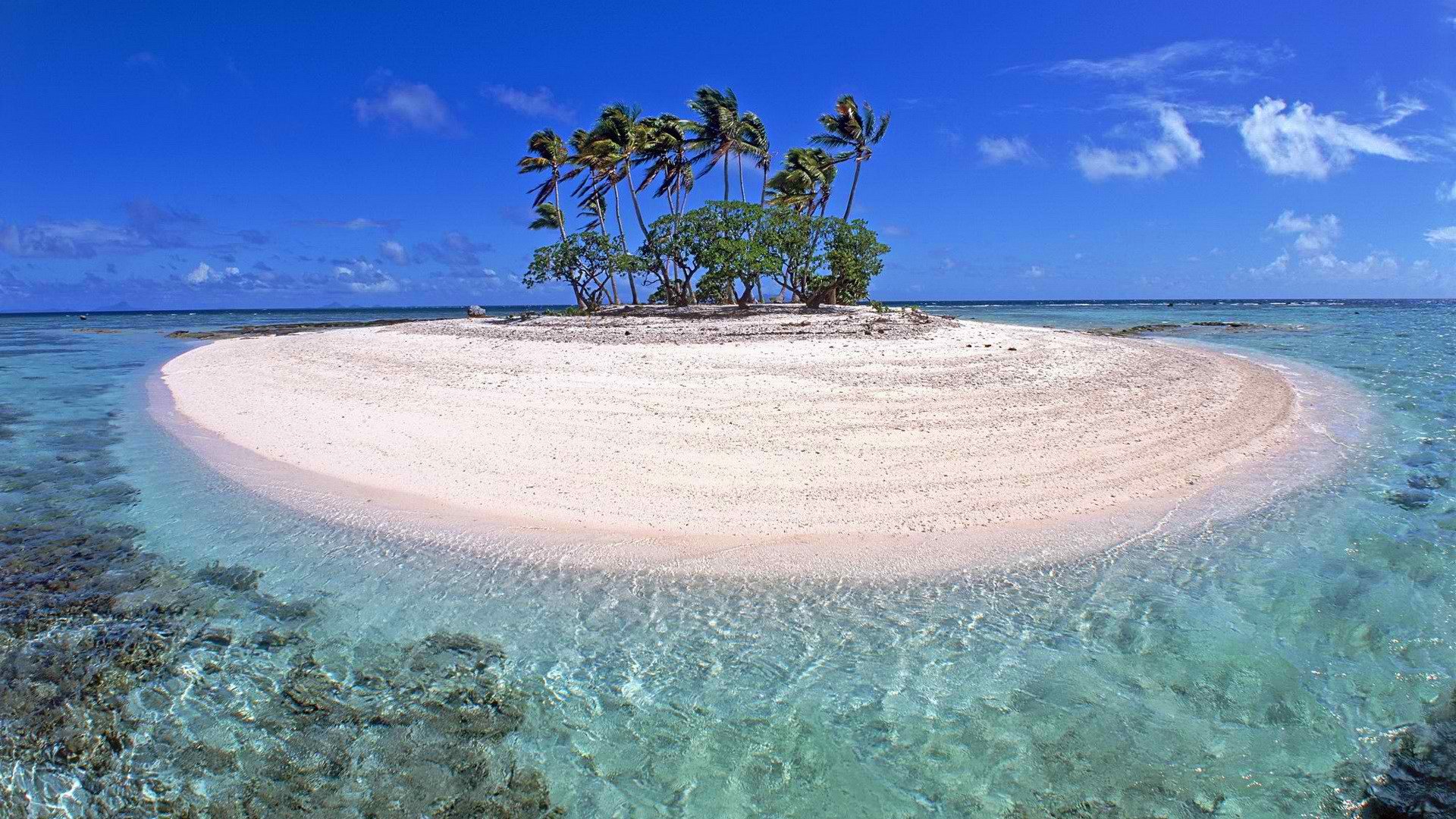 ciel nuages île mer océan palmiers tropiques