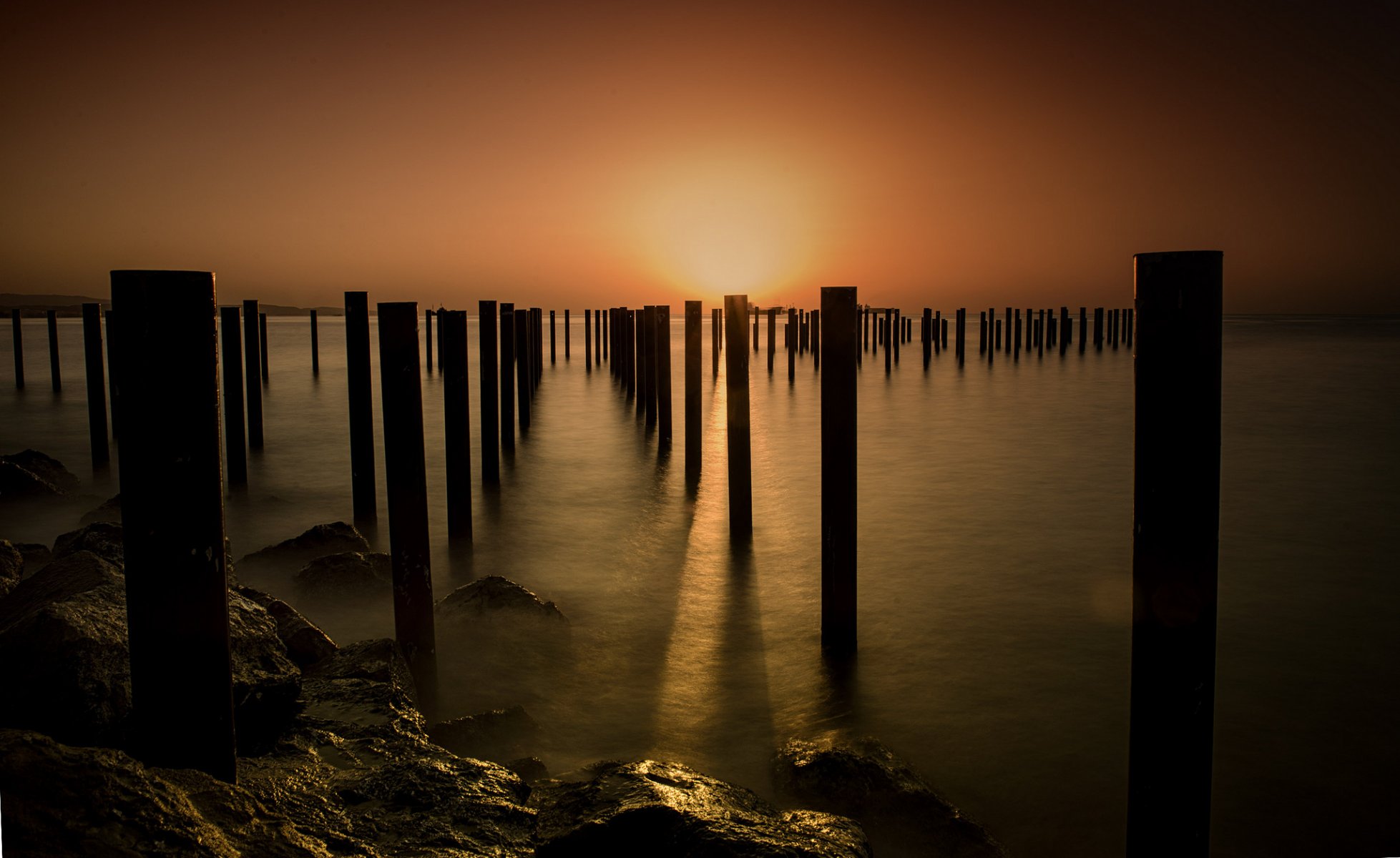 ea beach pillars sunset