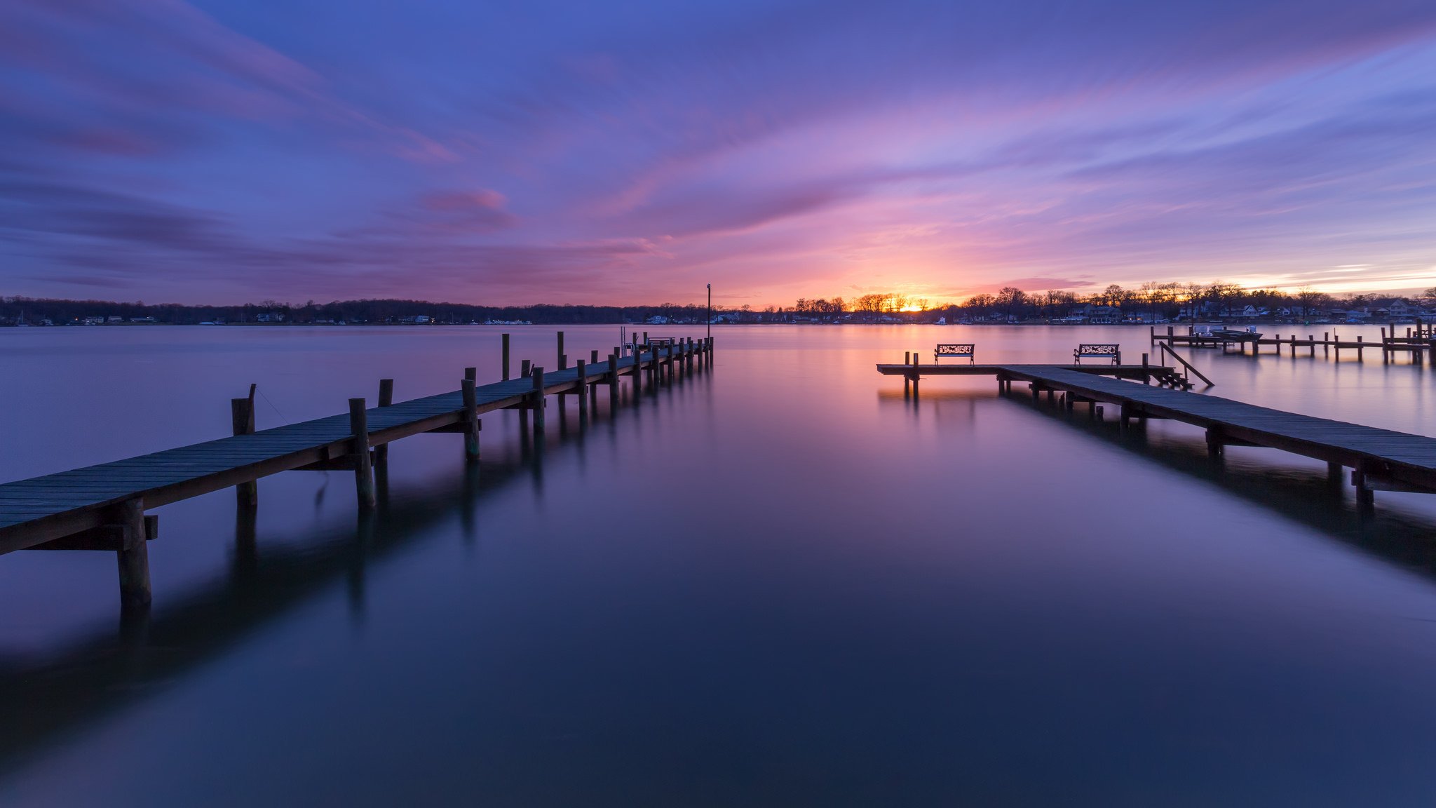 stati uniti maryland baltimora fiume contea sera tramonto cielo nuvole riva ponti panchine