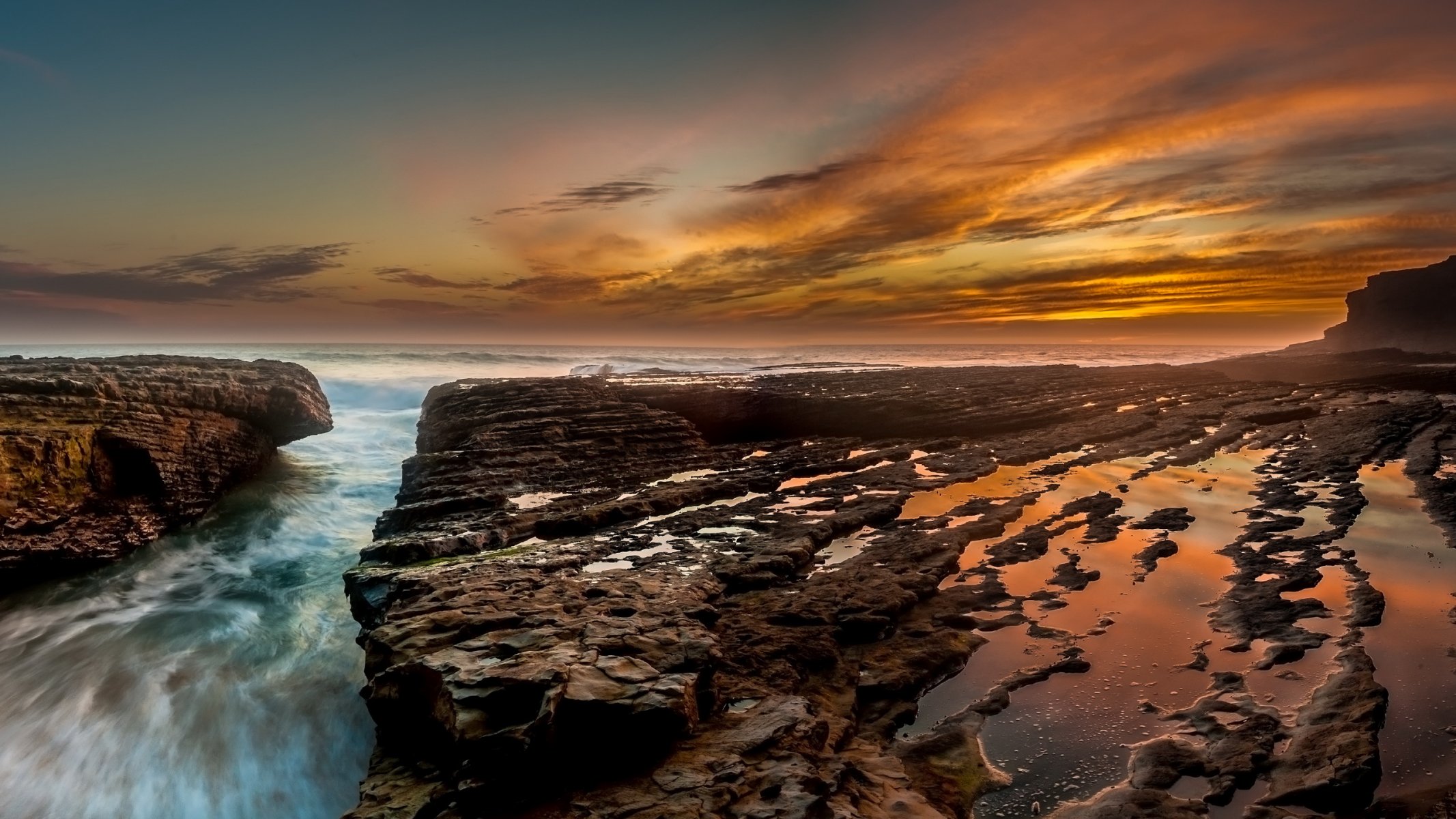 coucher de soleil mer paysage