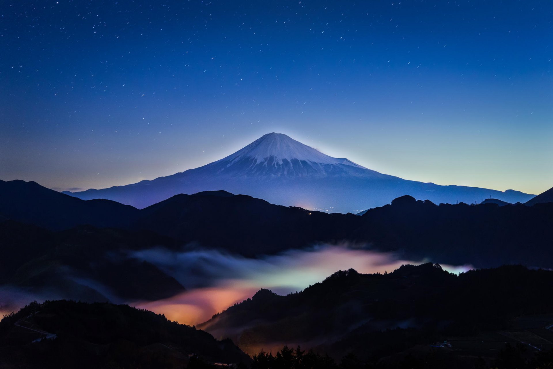 landscape mountain night star sky nature