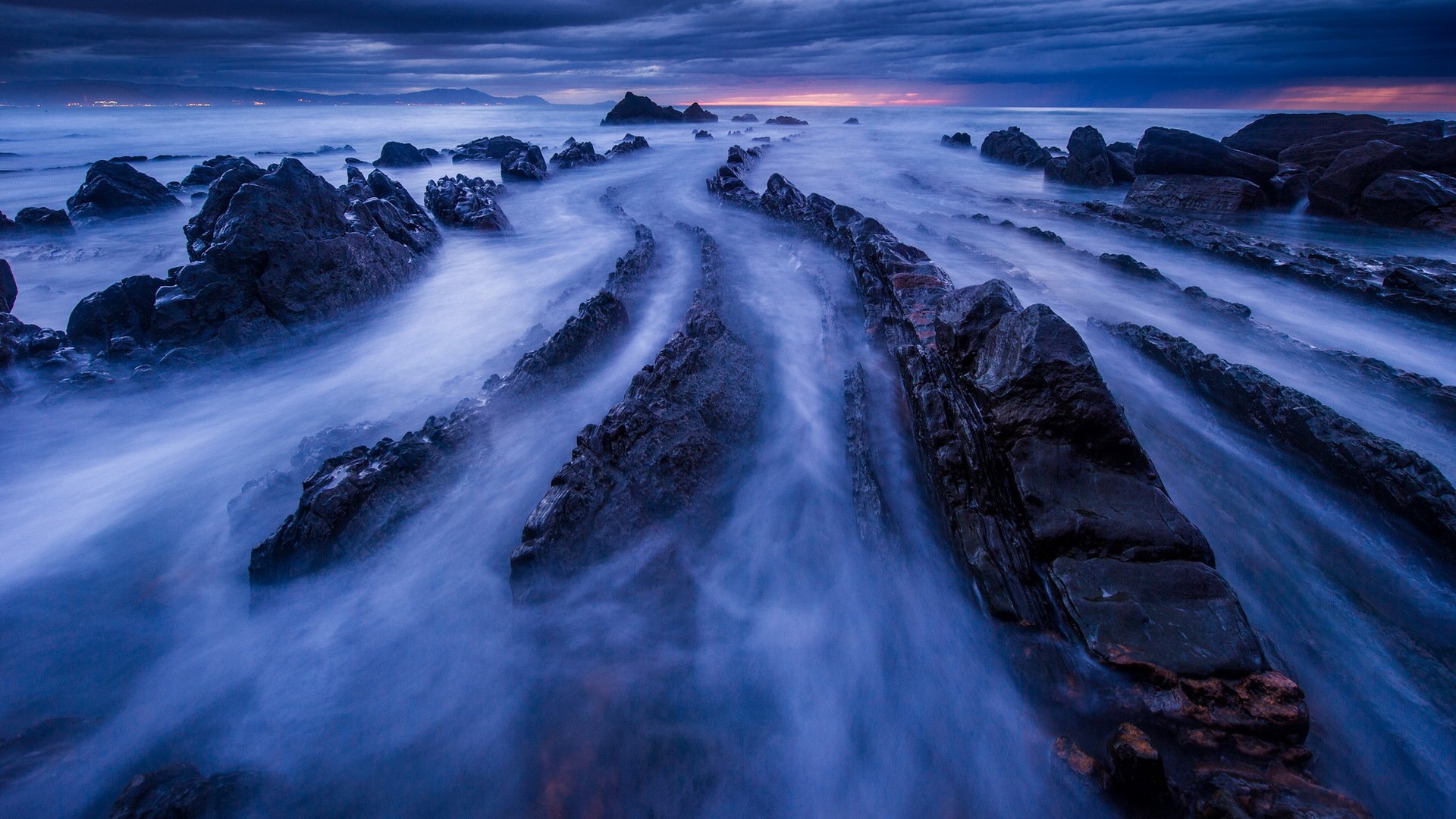 mar rocas puesta de sol