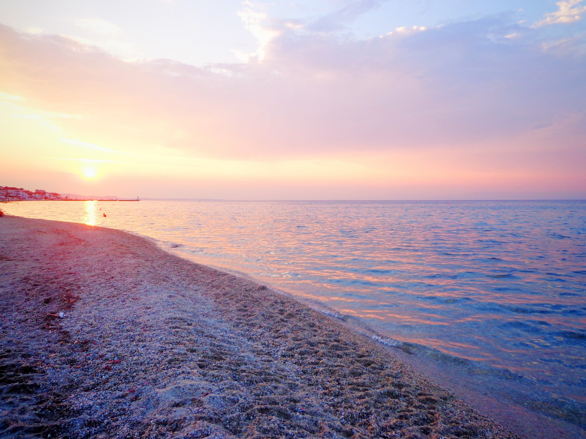 grecja plaża zachód słońca słońce morze brzeg