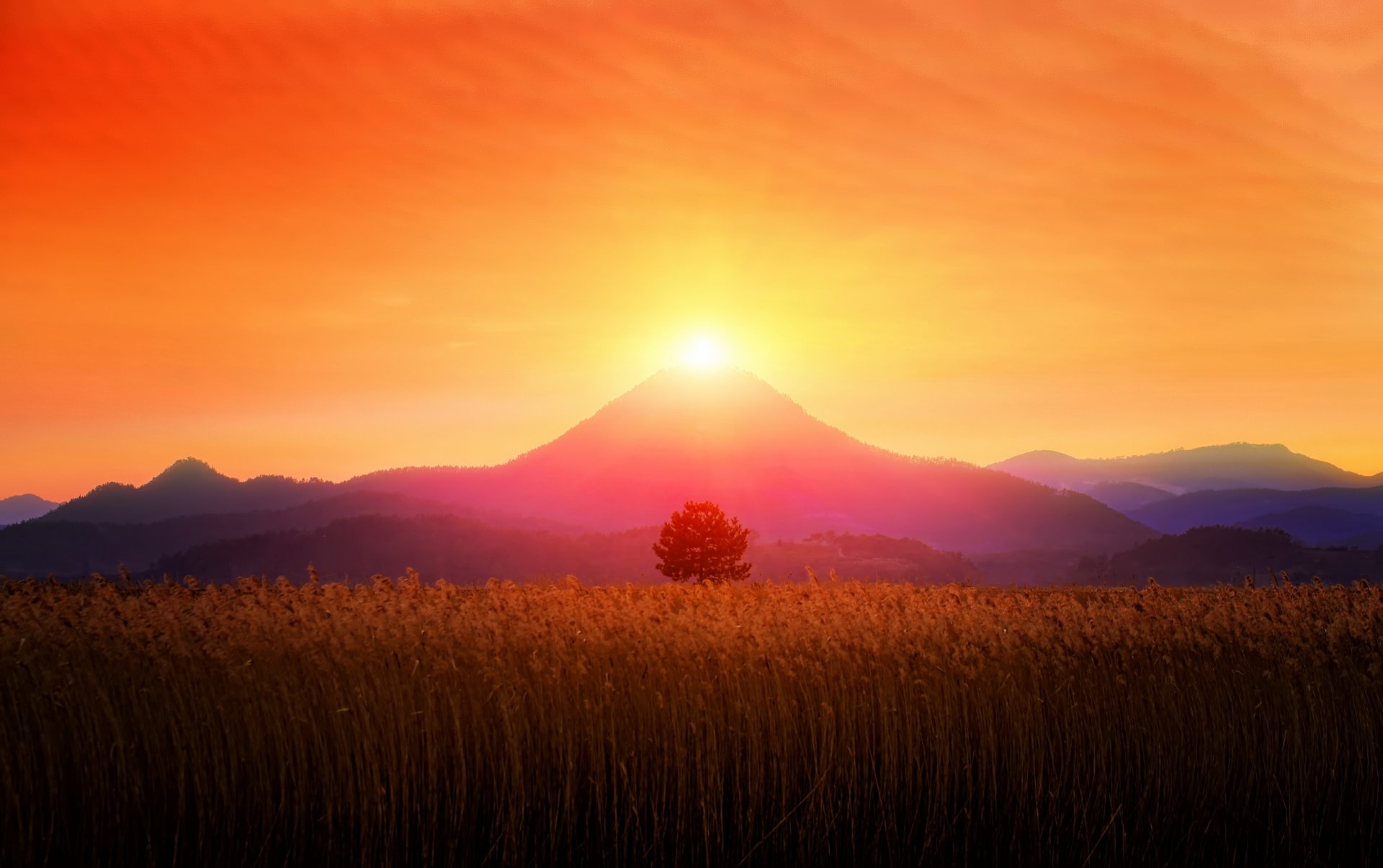 sonnenuntergang berg licht