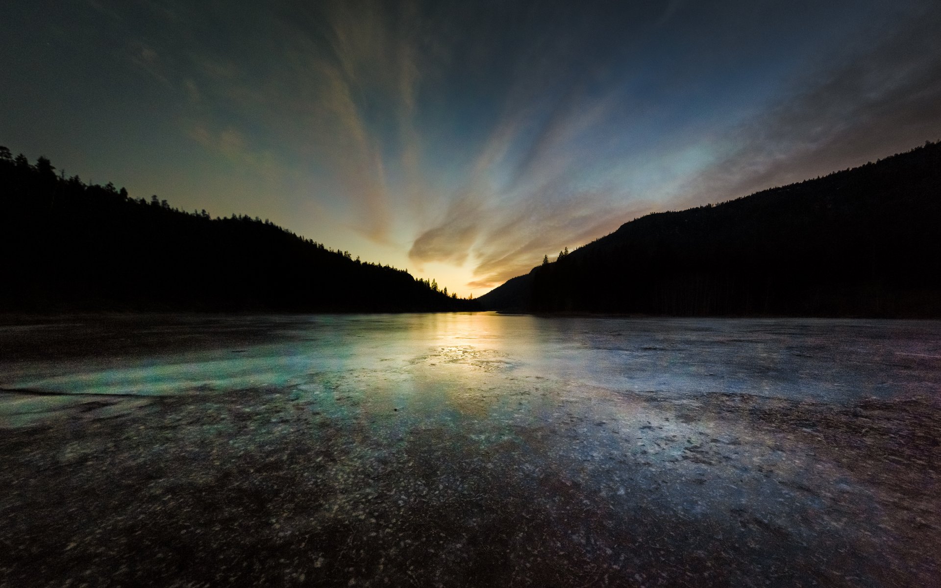 rosentalreservoir west-kelowna british columbia berge see sonnenuntergang