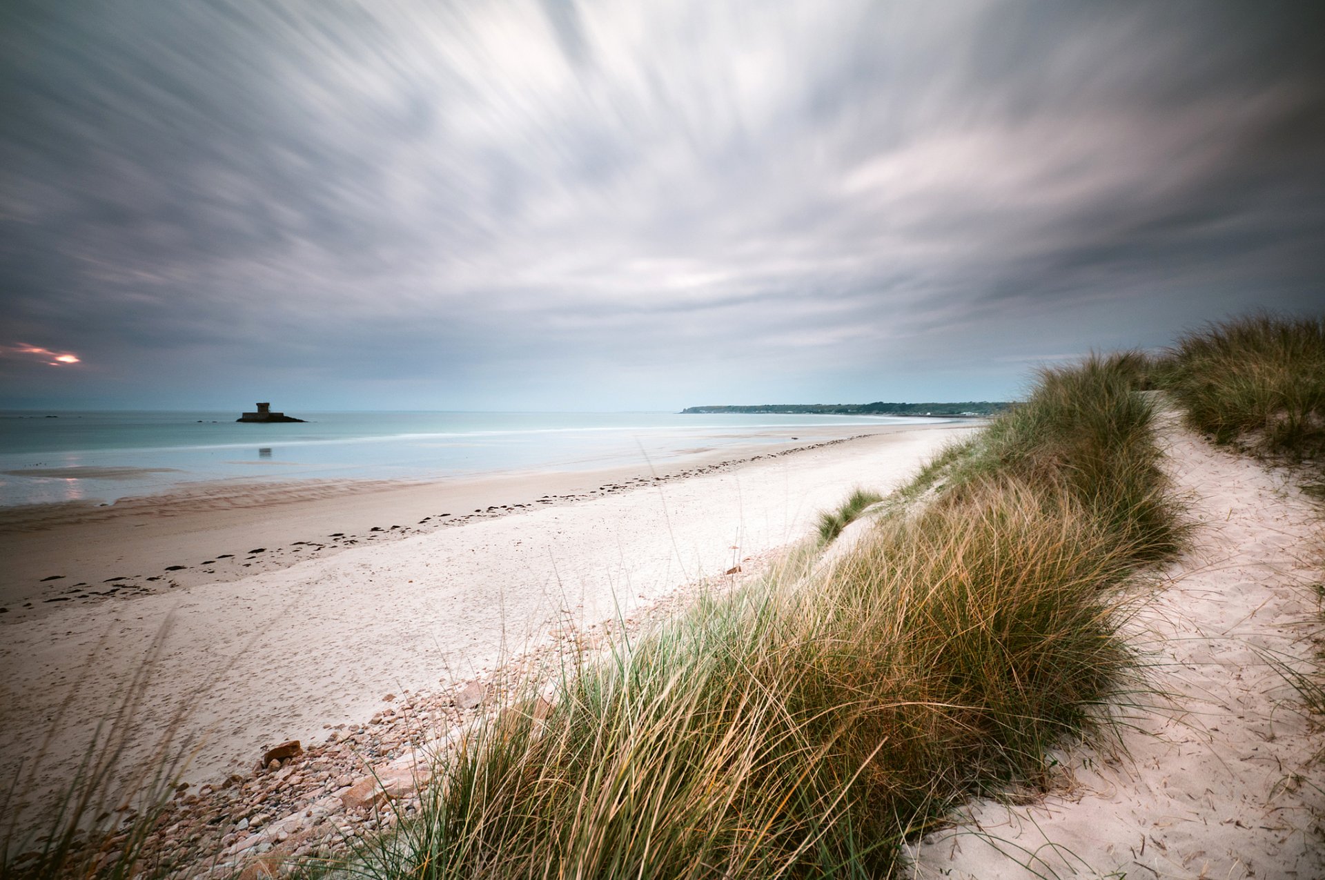 mer plage dunes soirée nuages