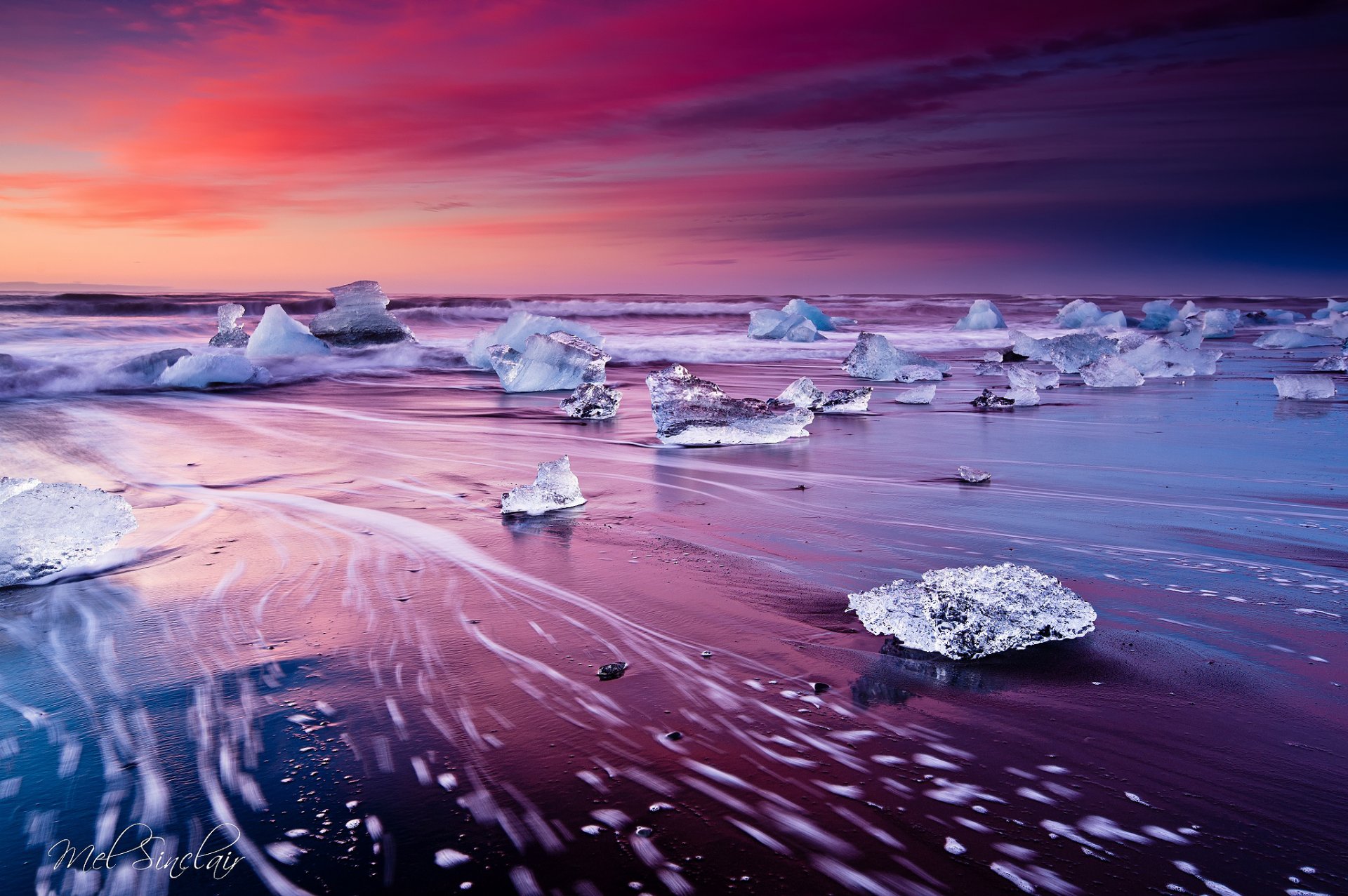 islande lagon glaciaire de jökylsaurlön plage vagues exposition