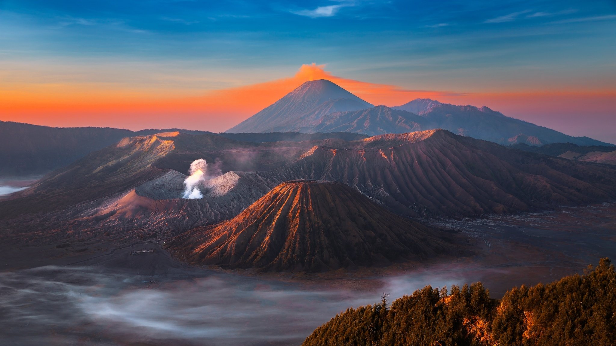 vulkan eruption himmel berge landscape fantastisch bromo rauch java insel brom java hd