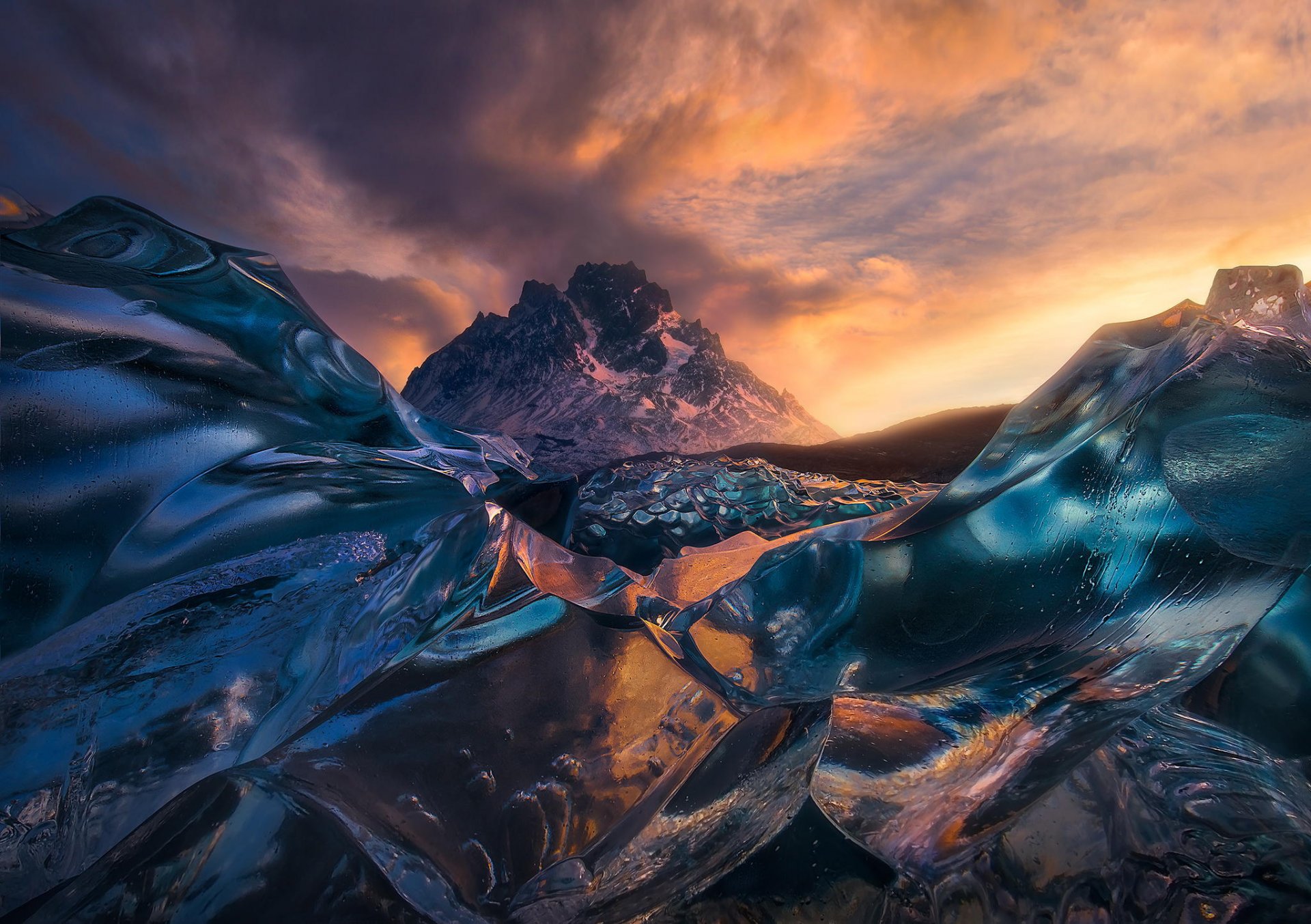 patagonien in argentinien berg schnee eis landschaft sonnenuntergang himmel