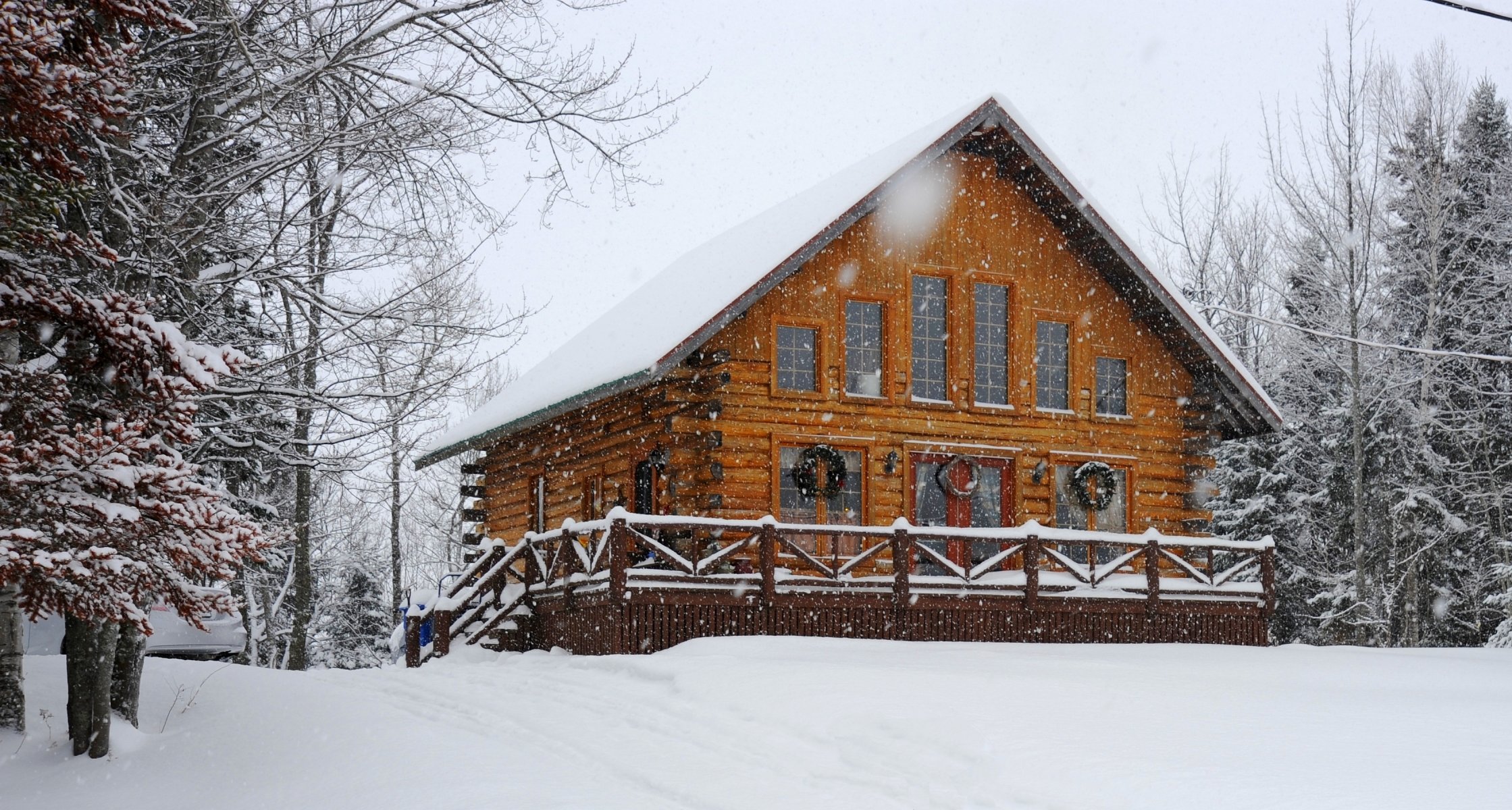 invierno nieve árboles casa cielo