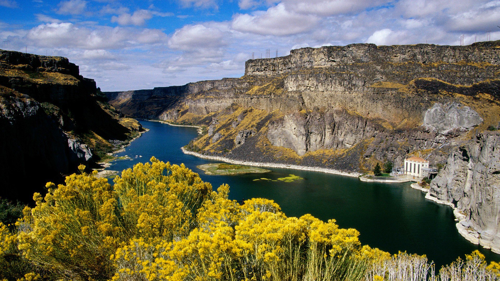 himmel wolken berge schlucht fluss see felsen haus gebäude säulen blumen