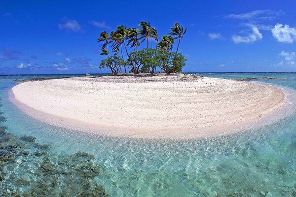 White island in the middle of the ocean