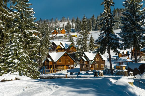 Ucrania Cárpatos, vista de invierno