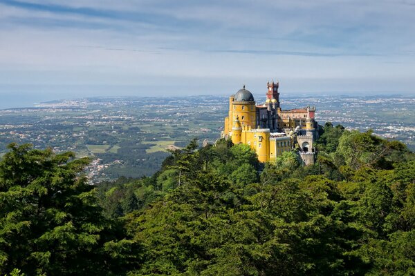 A palace in Portugal, standing on a hill