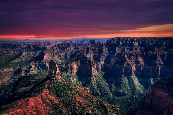 Arizona Grand Canyon. Schlucht bei Sonnenuntergang