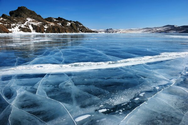 Ice Lake Winter Mountains