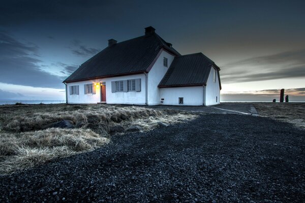 A house in Iceland. Mysterious landscape