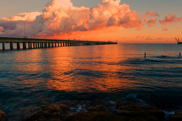 Clouds in the color of sunset