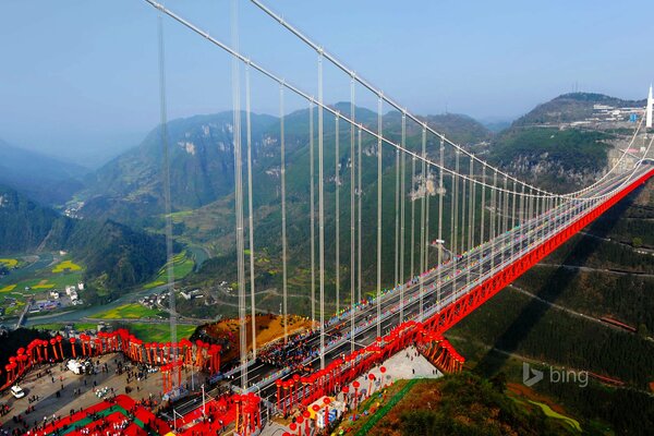 Hunan province, a magnificent bridge over the gorge