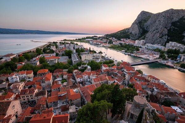 Croatia panorama of dwellings and the Adriatic Sea