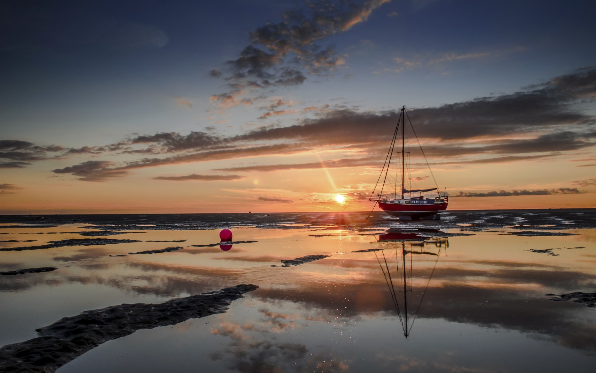 mare tramonto nave paesaggio