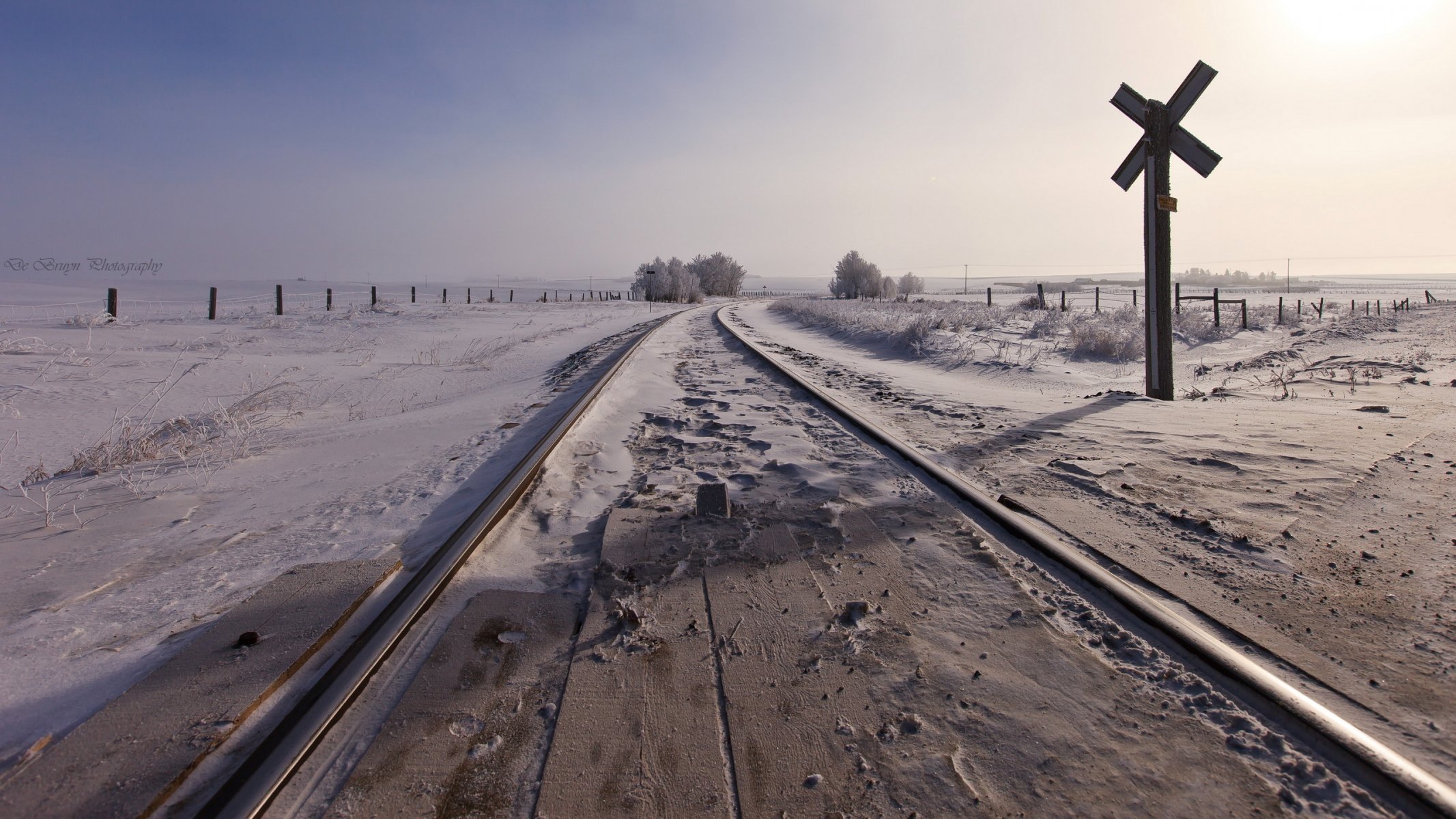 chemin de fer neige paysage