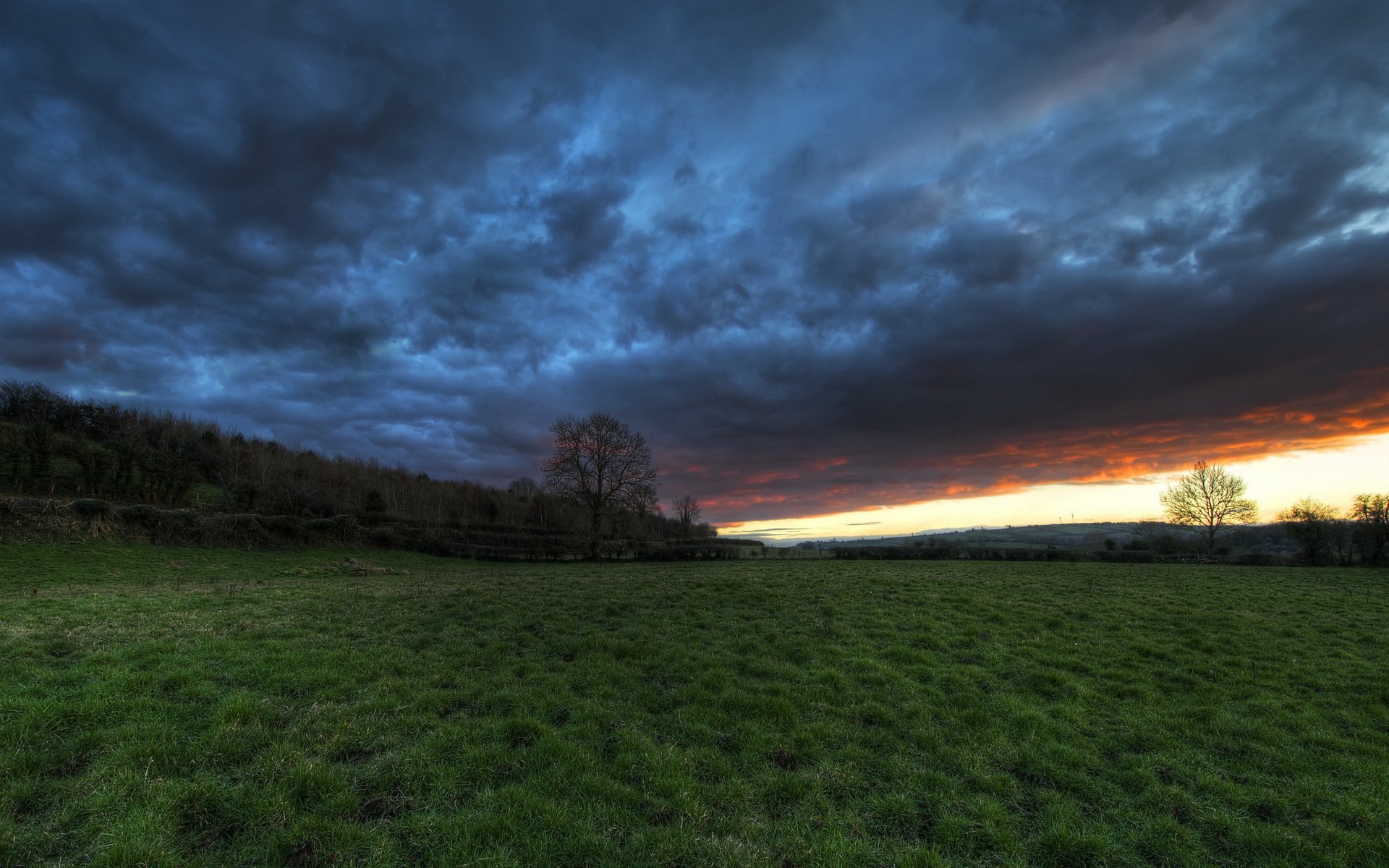 unset the field sky landscape